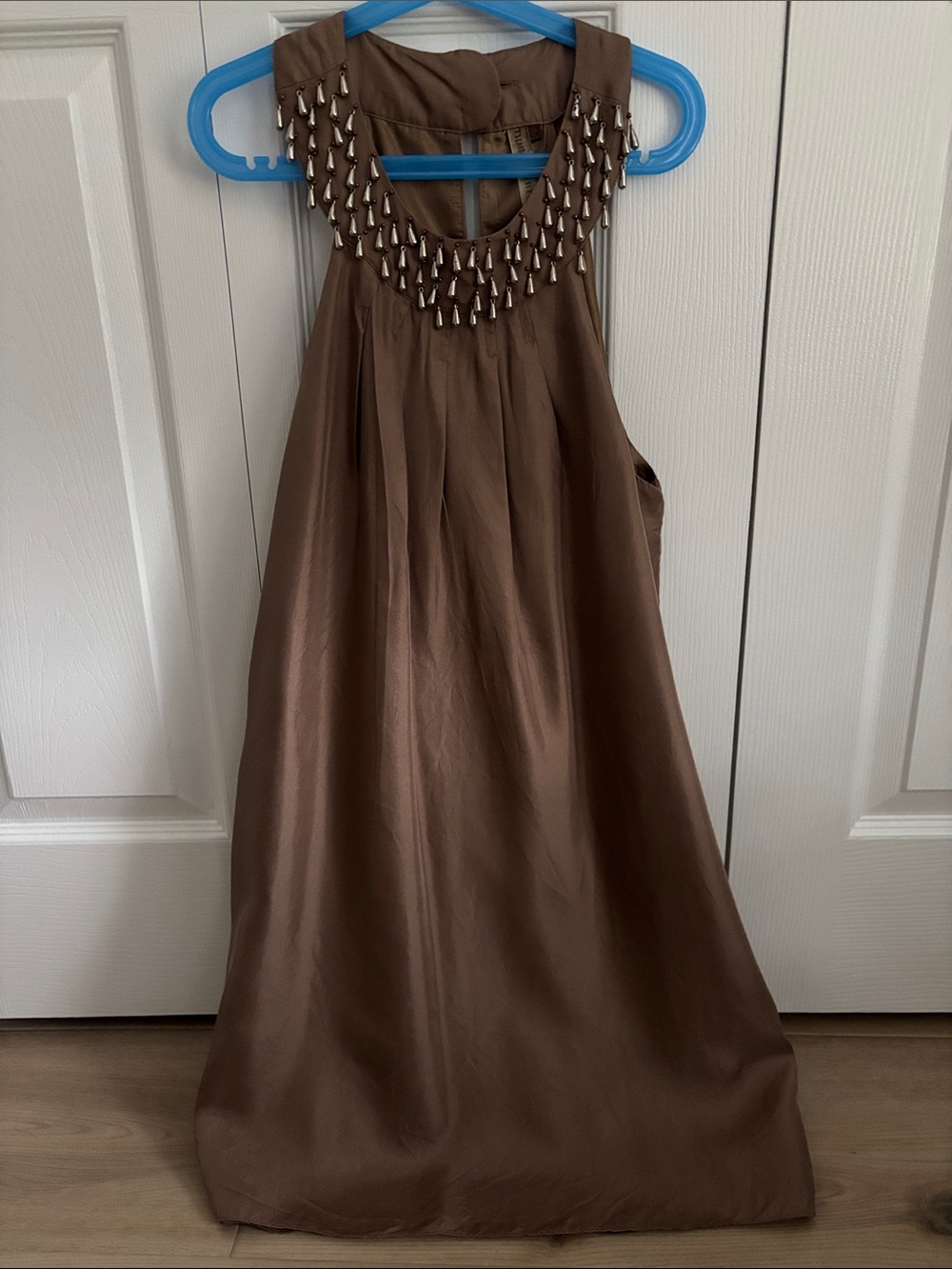 Forever 21 Brown Sleeveless Mini Dress with Beaded Neckline